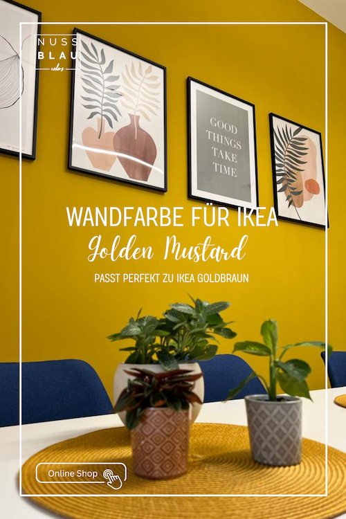 Wandfarbe in Golden Mustard passt perfekt zu Ikea Möbeln in Goldbraun