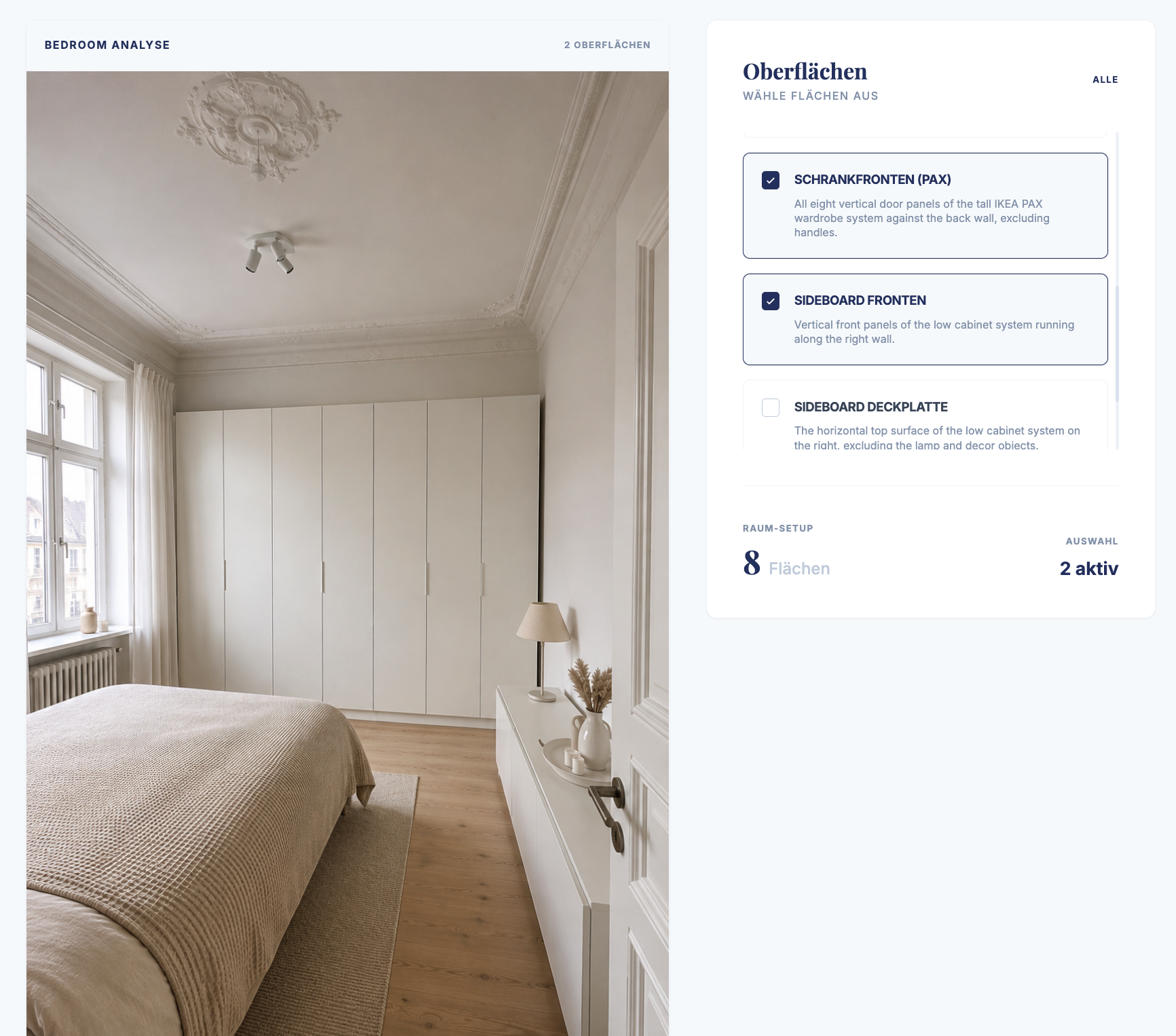 Farbfinder Foto hochladen NUSSBLAU Sandy Beige für die IKEA Flisberget Fronten in Graubeige.